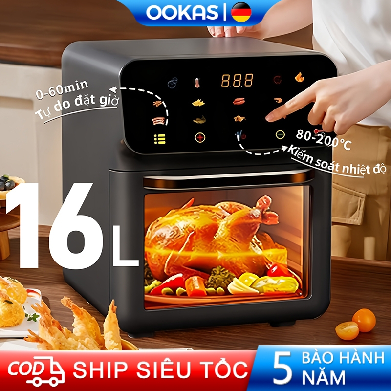 OOKAS Nồi chiên không dầu nồi chiên không khí 16L，nấu ăn không dầu，không khói dầu