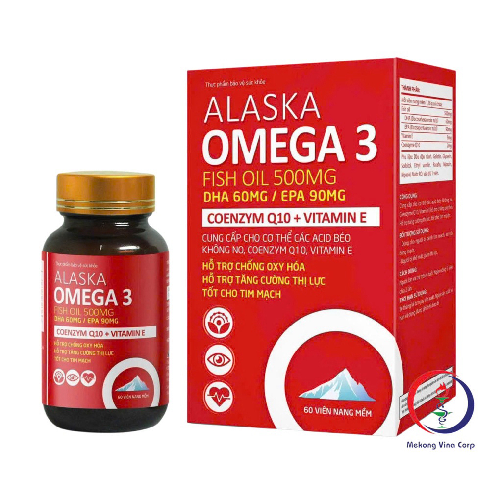 VIÊN UỐNG BỔ MẮT ALASKA OMEGA 3 – FISH OIL 500MG. GIÚP TĂNG CƯỜNG THỊ LỰC, CHỐNG OXY HÓA,...