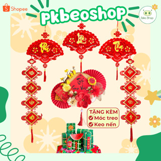  Set trang trí tết 2026 Pkbeoshop bộ decor trang trí tết khánh quạt mẹt hoa câu đối bánh chưng 