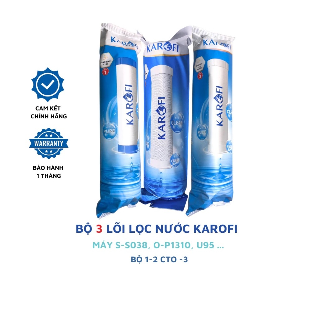 Bộ 3 lõi lọc thô Karofi 123 lõi số 2 CTO GAC (lưới) dùng cho các máy lọc Karofi O-P1310, S-S038, KAD