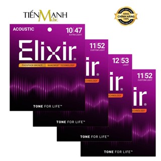 [Chính Hãng] Dây Đàn Guitar Acoustic Elixir 16002, 16027, 16052, 11027 - Phosphor Bronze String cỡ 10,11,12 Phủ Nanoweb