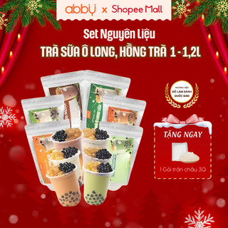   ABBY  TẶNG 3 LOẠI TRÂN CHÂU  Set nguyên liệu làm trà sữa ô long hồng trà - Thành phẩm 1L - 1,2L - Trà thơm chuẩn vị 