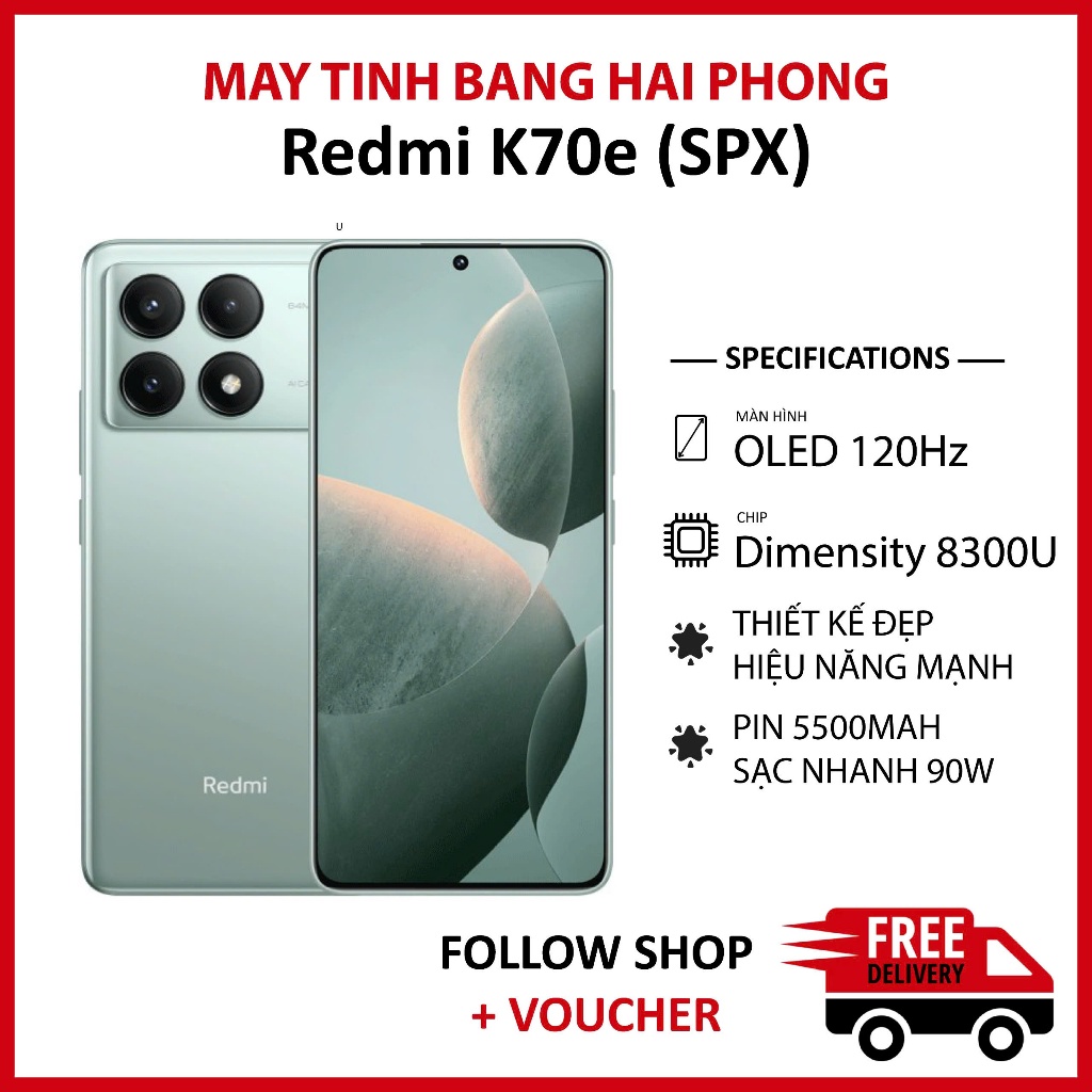 Điện thoại Xiaomi Redmi K70e (SPX) RAM 12/512GB chip Dimensity 8300 Ultra màn OLED 120Hz pin 5500 mA