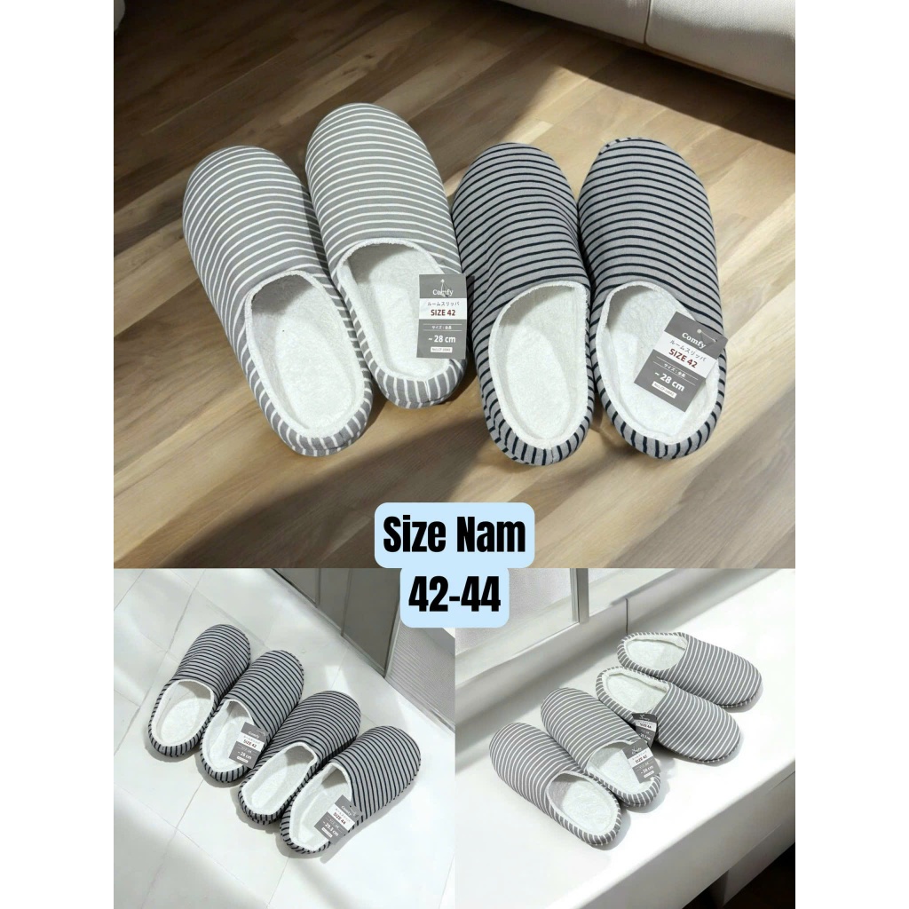 Dép đi trong nhà Comfy mũi kín, đế nhựa chống trượt cho người lớn Nhật Bản