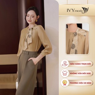  Áo sơ mi nữ dài tay cổ cách điệu áo sơ mi nữ kiểu công sở IVY moda MS 17T0289 