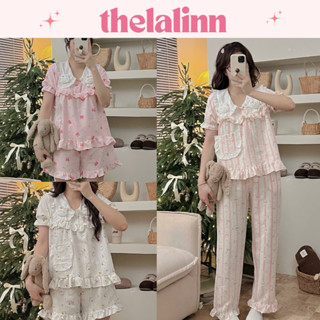  Set bộ pyjama babydoll cổ sen đính gấu thỏ tiểu thư đũi hàn mềm mại. Bộ ngủ nữ đũi hoạ tiết dáng ngắn dài thu đông 