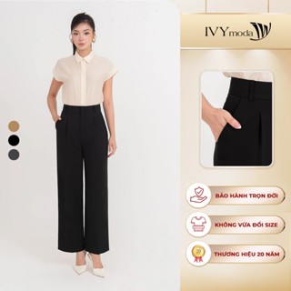  Quần âu nữ dáng suông cạp cao quần tây nữ công sở IVY moda MS 22T0240 