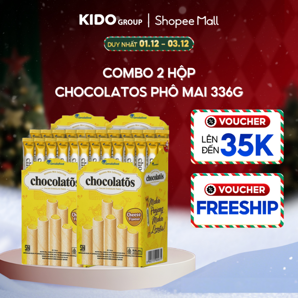 Combo 2 Bánh cuộn Chocolatos Phô Mai 336g | Kido Group