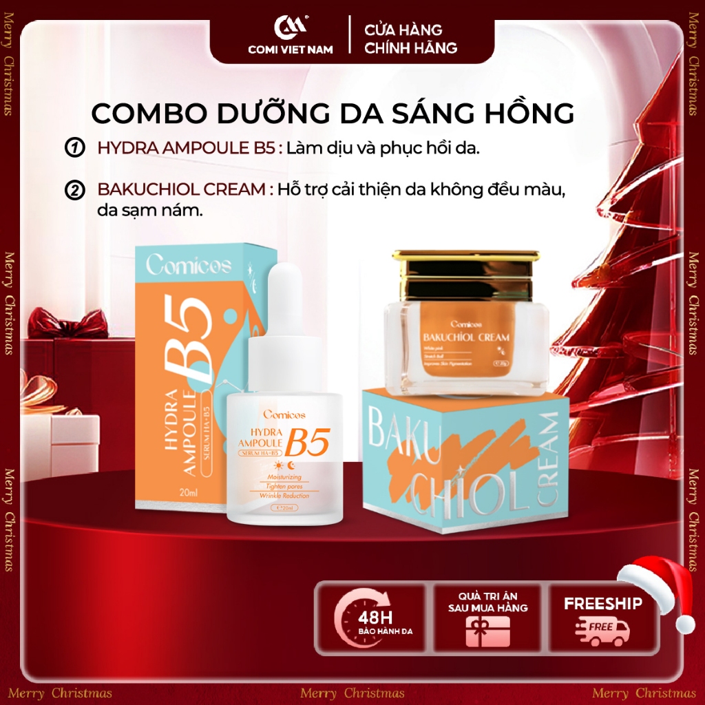 Combo serum B5 HA 20ml và kem face bakuchiol Comi bộ đôi dưỡng da mờ nám trắng da