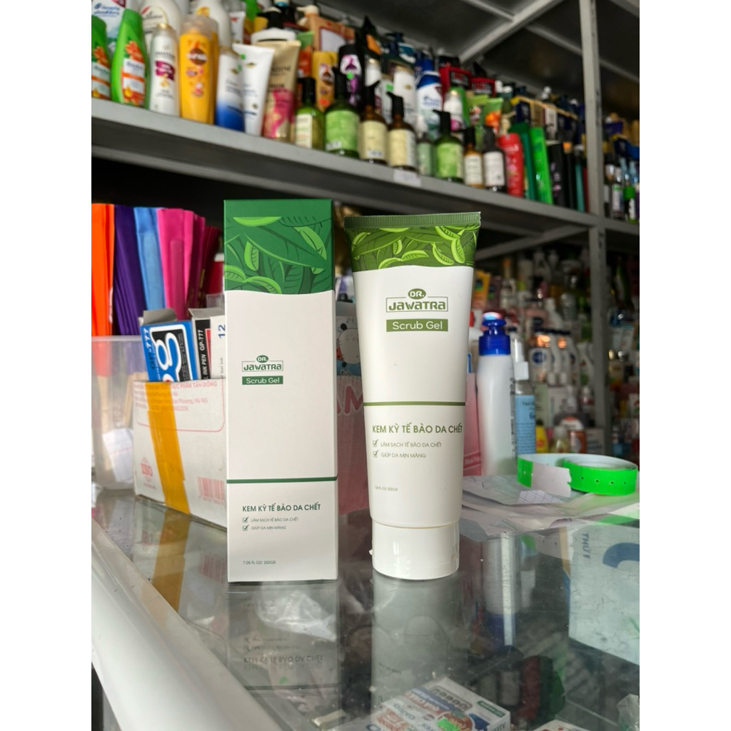 Gel tẩy tế bào chết trà xanh collagen Dr.Jawatra 200ml