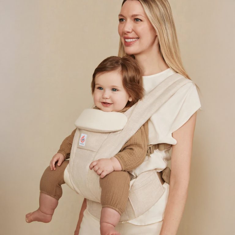 Địu Ergobaby Omni Deluxe Linen Natural, vải lanh thoáng mát, cho bé sơ sinh đến 20kg