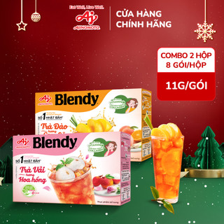  Combo 1 Hộp Trà Đào Hương Cam Sả Blendy® 88g Hộp và 1 Hộp Trà Vải Hương Hoa Hồng Blendy® 88g Hộp  1 Hộp 8 Gói  