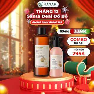  Combo Cocoon Nước Tẩy Trang Bí Giảm Dầu 500ml + Sữa Rửa Mặt Sen Hậu Giang Dịu Da Nhạy Cảm 310ml Hasaki Chính Hãng 