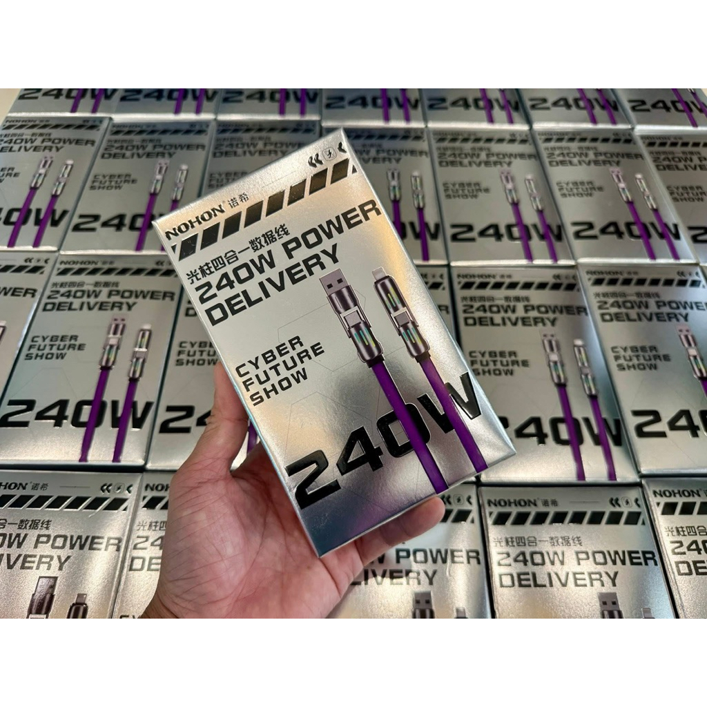 Cáp Sạc Nhanh NOHON 240W PD 4 in 1 – Siêu Bền – Hỗ Trợ Laptop/Điện Thoại – Cyber Future Show