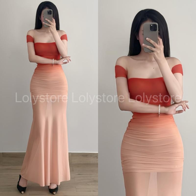 Đầm body nữ 7 kiểu màu LUXURY dài đuôi cá 2 lớp sang trọng Lolystore dress women NH444 | BigBuy360 - bigbuy360.vn