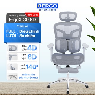   MỚI - VOUCHER 200K  Ghế Công Thái Học Ergonomic DERGO ErgoX Full Lưới Chân Nhôm Tay vịn Đa Chiều Ngả 140° 