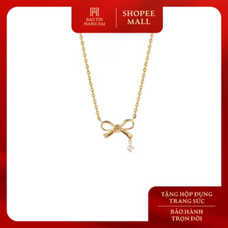  Dây chuyền vàng 10K Bảo Tín Mạnh Hải hoạ tiết nơ đính đá thanh lịch phong cách Ý PYD2V10CZH-409002 