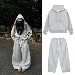  Set Bộ Nỉ Trơn Áo Khoác Boxy Hoodie Zip Unisex Nam Nữ - 22Nastore 