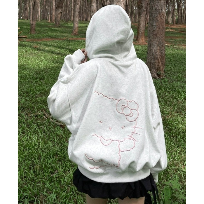 Áo Khoác Hoodie Zip Thu Đông Mon Studio THÊU NỔI 3D MÈO Vải Nỉ Ép, Form Boxy Unisex Nam Nữ Đều Mặc Được, Có Túi Trong | BigBuy360 - bigbuy360.vn