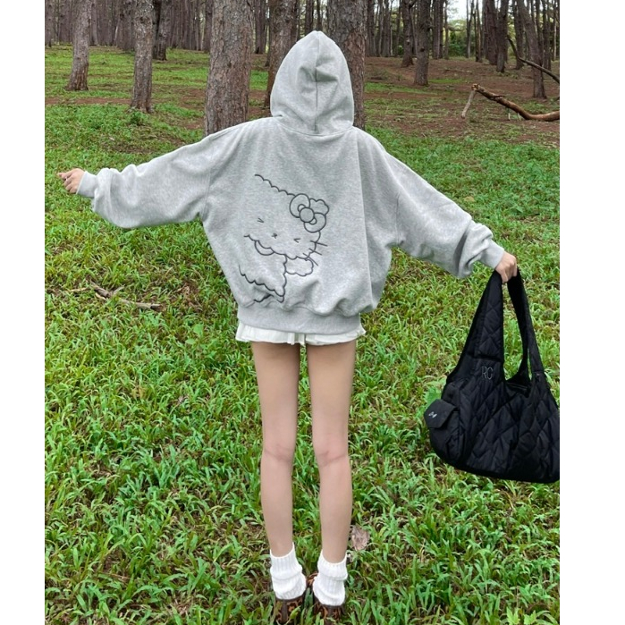 Áo Khoác Hoodie Zip Thu Đông Mon Studio THÊU NỔI 3D MÈO Vải Nỉ Ép, Form Boxy Unisex Nam Nữ Đều Mặc Được, Có Túi Trong | BigBuy360 - bigbuy360.vn