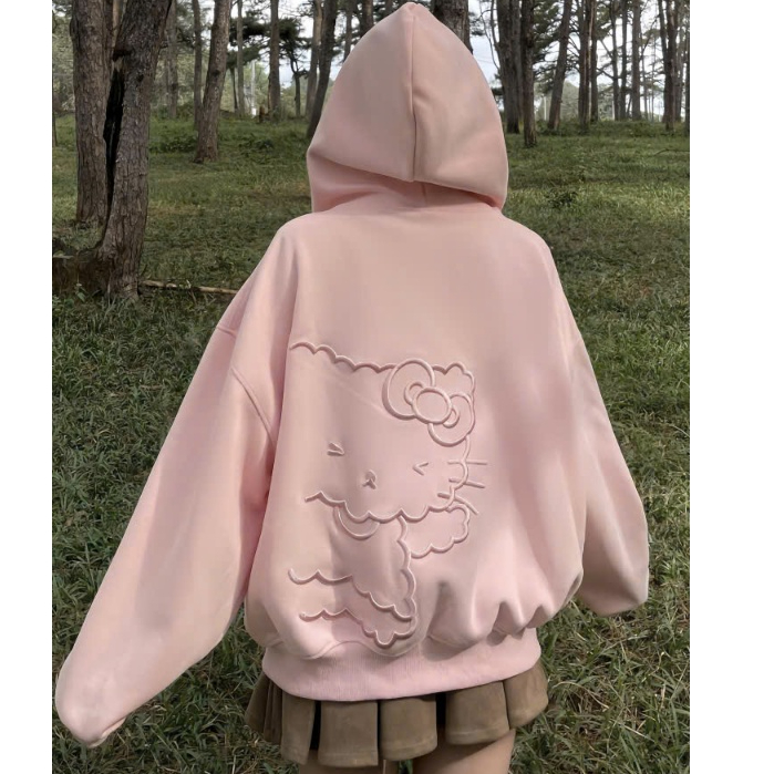 Áo Khoác Hoodie Zip Thu Đông Mon Studio THÊU NỔI 3D MÈO Vải Nỉ Ép, Form Boxy Unisex Nam Nữ Đều Mặc Được, Có Túi Trong | BigBuy360 - bigbuy360.vn