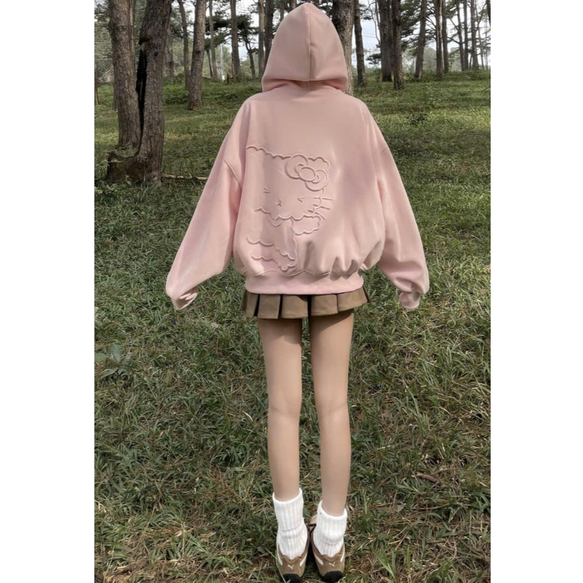 Áo Khoác Hoodie Zip Thu Đông Mon Studio THÊU NỔI 3D MÈO Vải Nỉ Ép, Form Boxy Unisex Nam Nữ Đều Mặc Được, Có Túi Trong | BigBuy360 - bigbuy360.vn