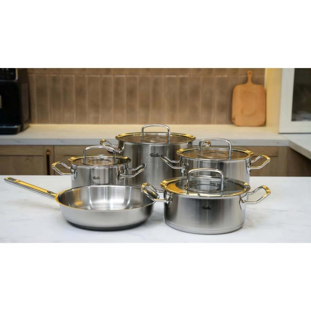 Bộ nồi Fissler Profi chính hãng set 5 món vung kính kèm chảo Fissler Profi tổ ong size 24cm