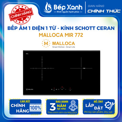 [CHÍNH HÃNG] Bếp Âm 2 Vùng Nấu 4500W Malloca MIR 772 - 1 Từ 1 Hồng Ngoại - Xuất xứ Châu Âu - Bảo Hành 3 Năm
