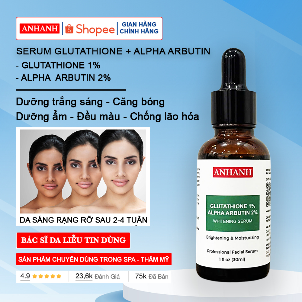 Serum Glutathione + Alpha Arbutin trắng sáng da ANHANH, đều màu da, mờ đen sạm