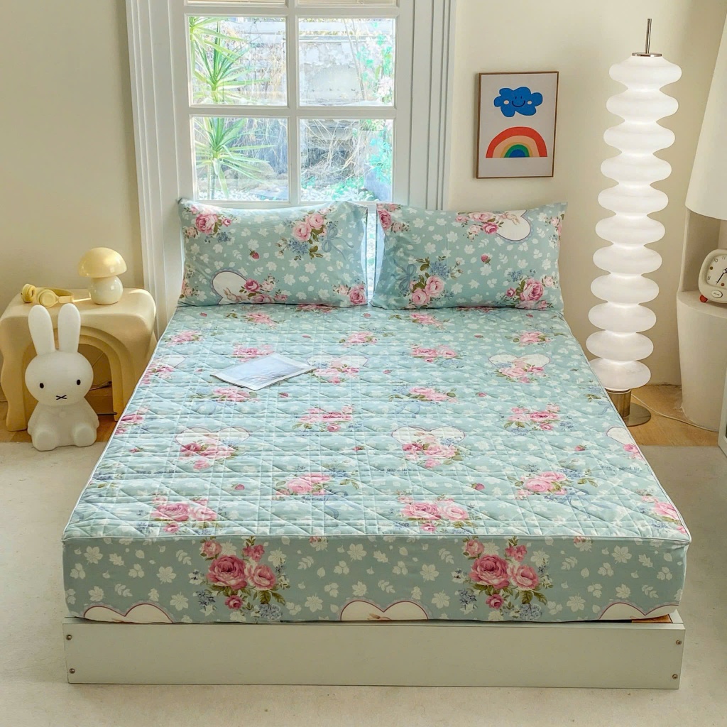 (Đệm 20cm)Ga gối cotton đũi Ga chun trần bông trải giường mãu mã đa dạng chất cotton đũi đủ kích thư