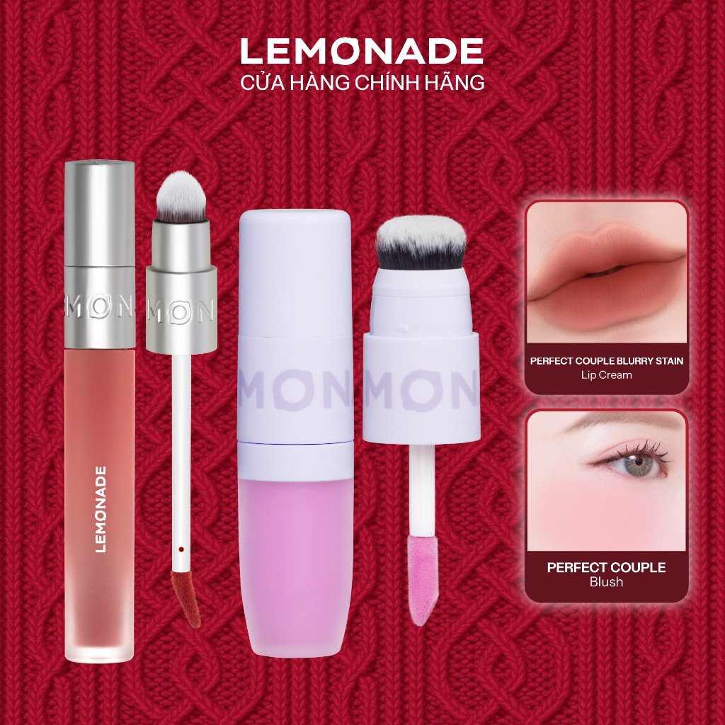 Combo Son bùn ẩm Lemonade Perfect Couple Blurry Stain Lip Cream 3,5g và Má kem mịn lì Lemonade Perfect Couple Blush 8,5g