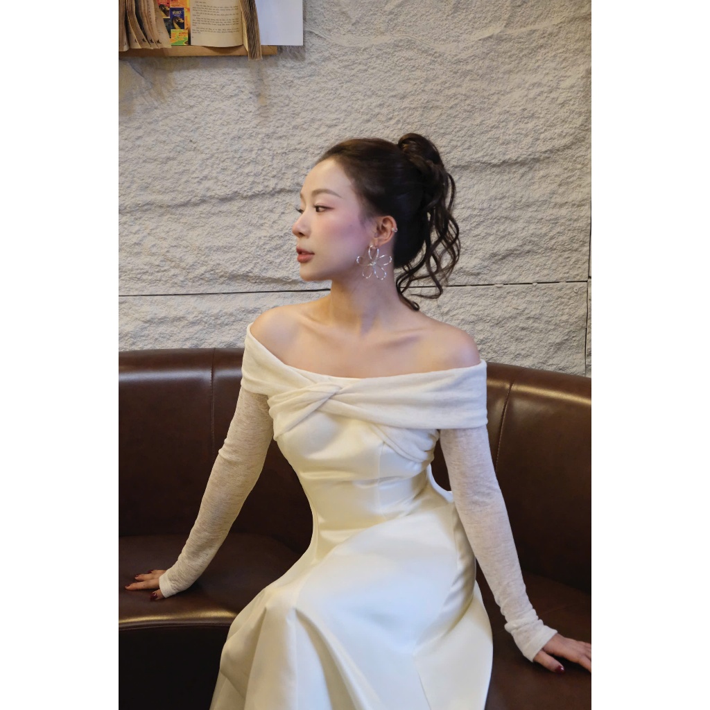 Váy Tafra Trễ Vai Dáng Xòe – Phối Thun Co Giãn, Tùng 7 Mảnh, 2 Lớp Chiết Eo Che Khuyết Điểm MioLady | BigBuy360 - bigbuy360.vn