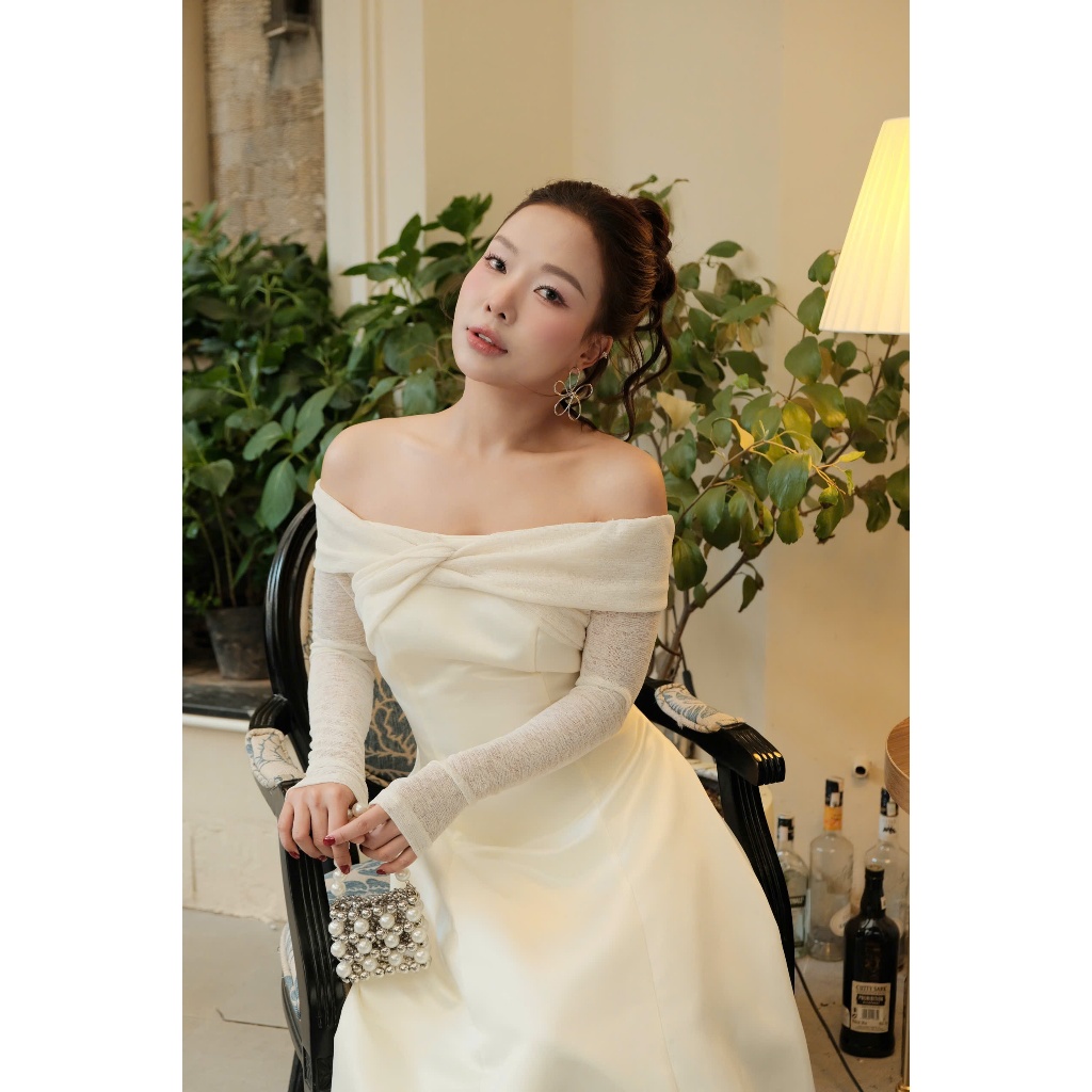 Váy Tafra Trễ Vai Dáng Xòe – Phối Thun Co Giãn, Tùng 7 Mảnh, 2 Lớp Chiết Eo Che Khuyết Điểm MioLady | BigBuy360 - bigbuy360.vn