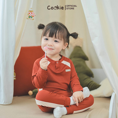 Bộ Thun Cho Bé COOKIE, Bộ Dài Tay Bổ Trụ Raglan Phối Thân Chất Tăm Lạnh Size Từ 6 Tháng Đến 5 Tuổi 2025