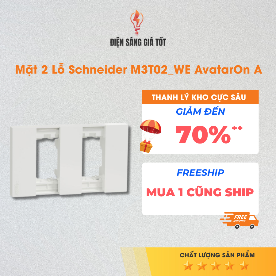 Công Tắc / Ổ Cắm Mặt 2 Lỗ Schneider M3T02_WE AvatarOn A – Mặt Nạ 2 Module Size S, Nhựa PC, Màu Trắng