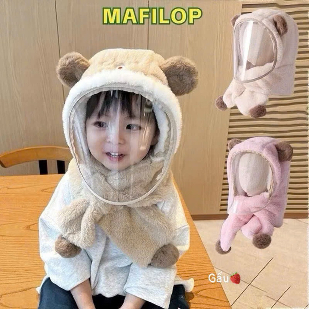 Mũ kính + khăn siêuuu ấm - tránh gió lùa vào mặt các bé iuuuuu😘😘😘