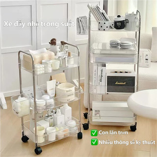  Xe Đẩy Spa 4 Tầng - Kệ đựng mỹ phẩm trong suốt có ngăn kéo  Bồi thường 100% khi bị vỡ  