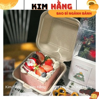  100h bã mía nâu đựng bento cake đựng hamburger Hộp bã mía đựng bánh mochi  bánh ngọt các loại,... 