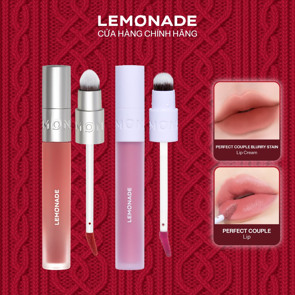 Combo Son bùn ẩm Lemonade Perfect Couple Blurry Stain Lip Cream 3,5g và Son kem mịn lì Lemonade Perfect Couple Lip 3.5g