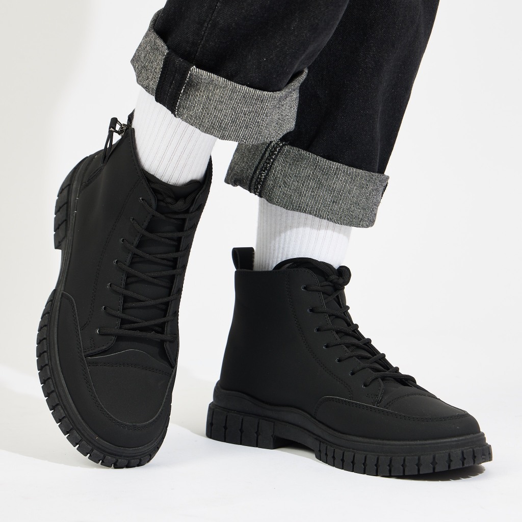 Giày Boot Nam MWC 6800 - Boot Nam Cổ Lửng Kiểu Dáng Thắt Dây Kết Hợp Dây Kéo Tiện Lợi