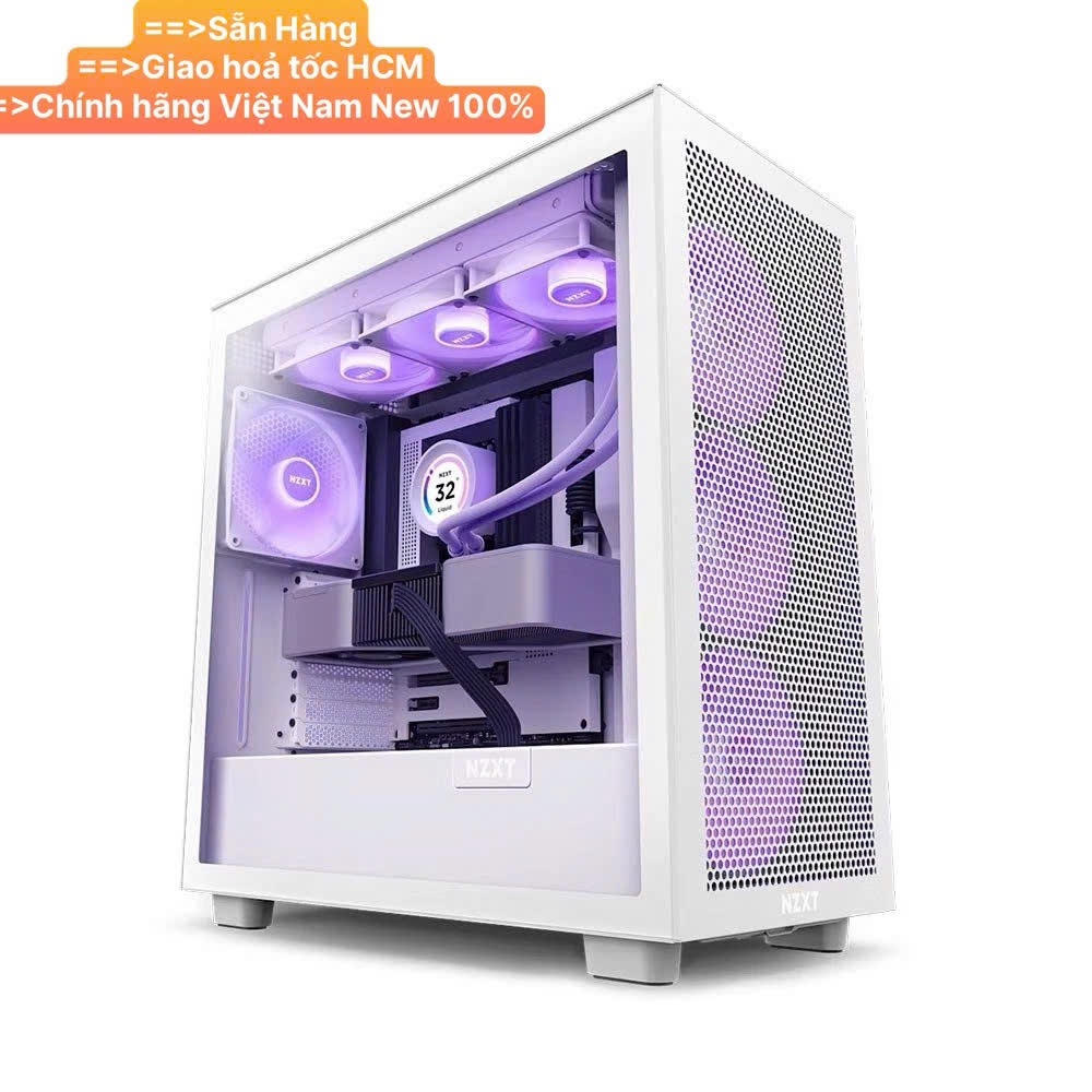 Vỏ Case NZXT H7 FLOW ALL BLACK / WHITE ( MID TOWER / Sẵn 3 Fan ) - Hàng Chính Hãng