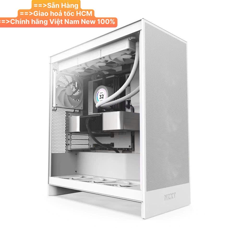 CASE Máy Tính NZXT H7 FLOW (2024) ALL BLACK / WHITE V2 ( Mid-Tower , ATX, 3 Fan ) - Hàng Chính Hãng