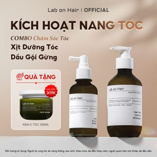  Xịt mọc tóc + dầu gội gừng Lab on Hair hỗ trợ cải thiện tình trạng gẫy rụng tặng 1 Kem ủ tóc 