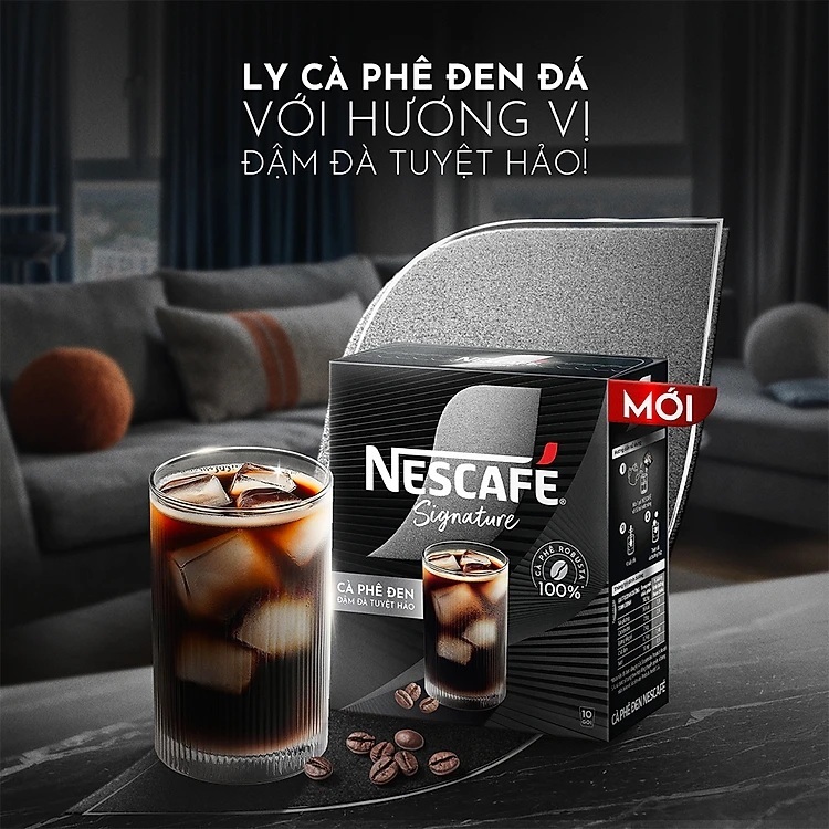 Hộp ĐEN SIGNATURE 105gr / 10 gói - CÀ PHÊ ĐEN ĐẬM ĐÀ TUYỆT HẢO NESCAFE Black Coffee