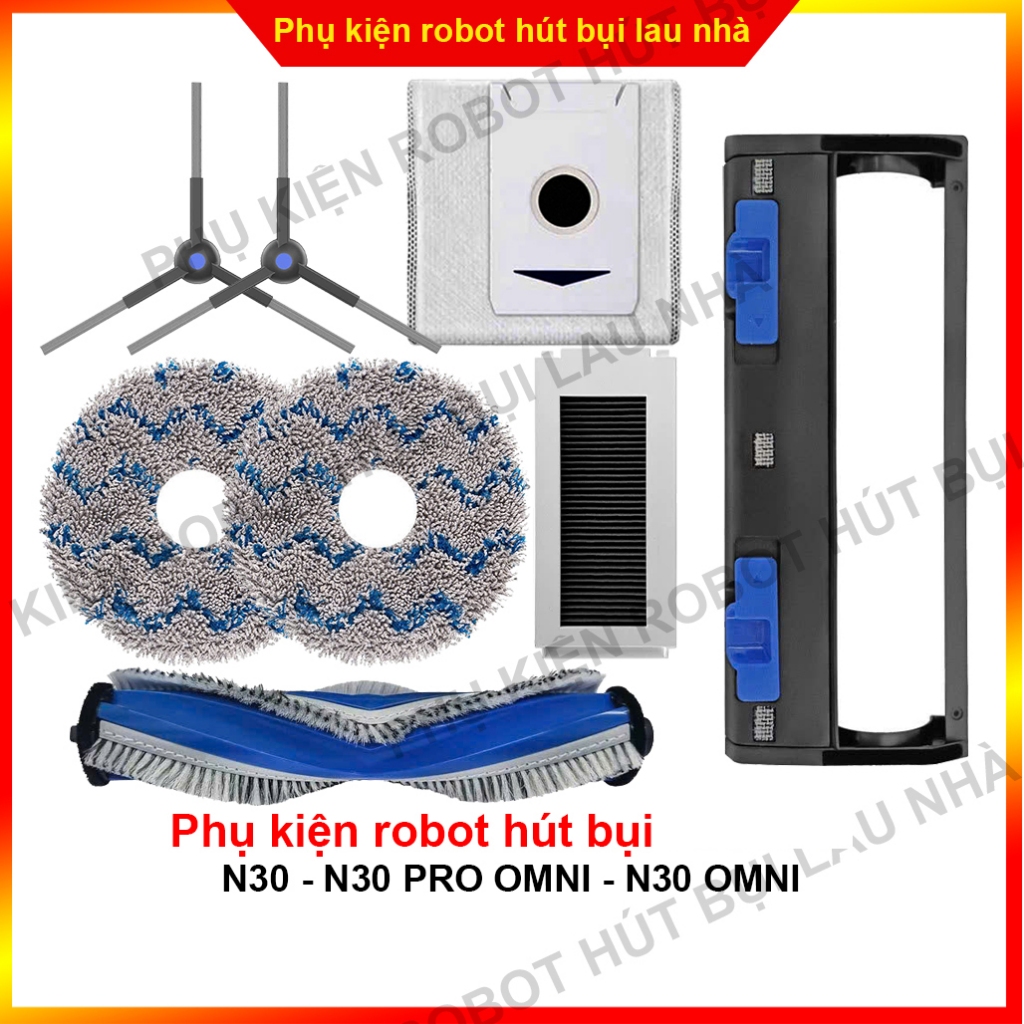 Chổi cạnh, chổi chính, lọc bụi, khăn lau, túi rác, chổi robot hút bụi  N30 - N30 OMNI - N30 PRO OMNI