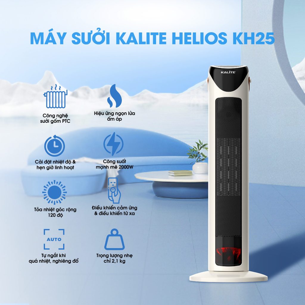 (Võ Hà Linh x Kalite) Máy sưởi Kalite KH25 2000W, sưởi gốm PTC làm ấm nhanh