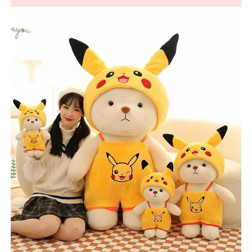 Gấu bông thú nhôi bông hình pikachu  lena áo đáng yêu Hàng Nhạp Khẩu Cao cấp