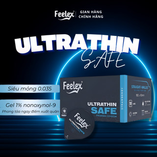  Bao cao su Feelex Ultrathin Safe siêu mỏng nhiều gel bôi trơn hỗ trợ phòng tránh thai - Hộp 10 bcs 