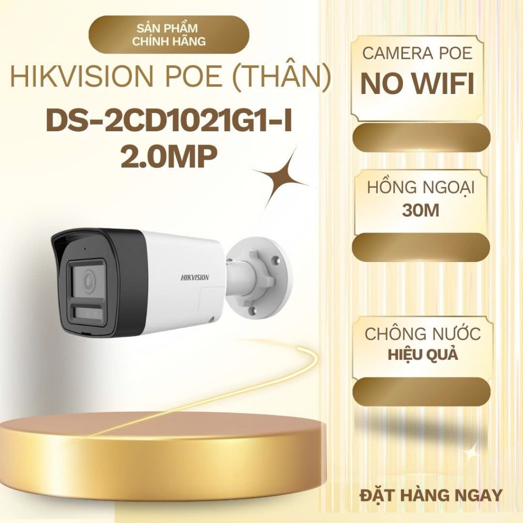 Camera IP HIKVISION DS-2CD1021G1-I 2.0MP, Hồng ngoại 30m, Ống kính F4mm, PoE, Hik-connect
