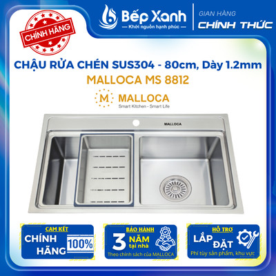 [FREESHIP HCM] Chậu Rửa Chén Malloca MS 8812 - Chất Liệu Inox 304 -Bảo Hành 3 Năm